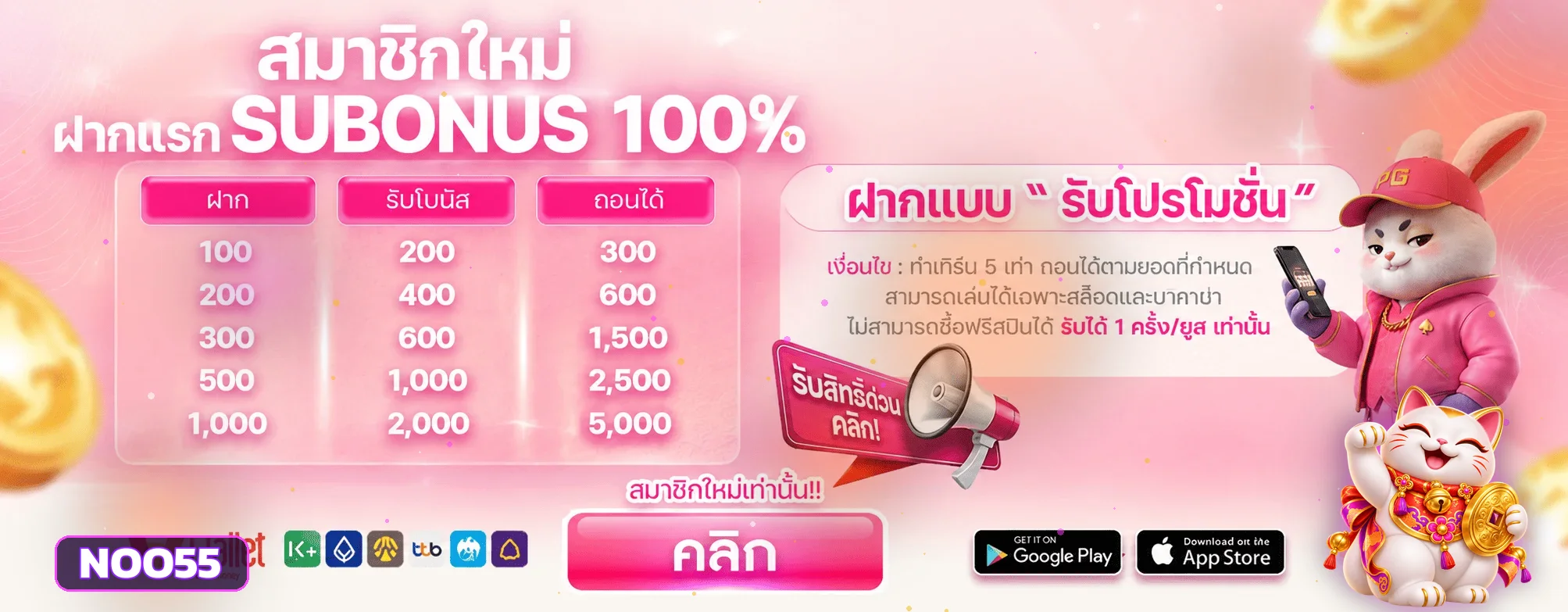 Noo55 โปรโมชั่นสมาชิกใหม่ โบนัสฝากและเงื่อนไขเทิร์นโอเวอร์